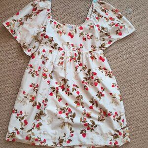 EUC Old Navy Strawberry Fields Puff-Sleeve Mini Dress Size Large